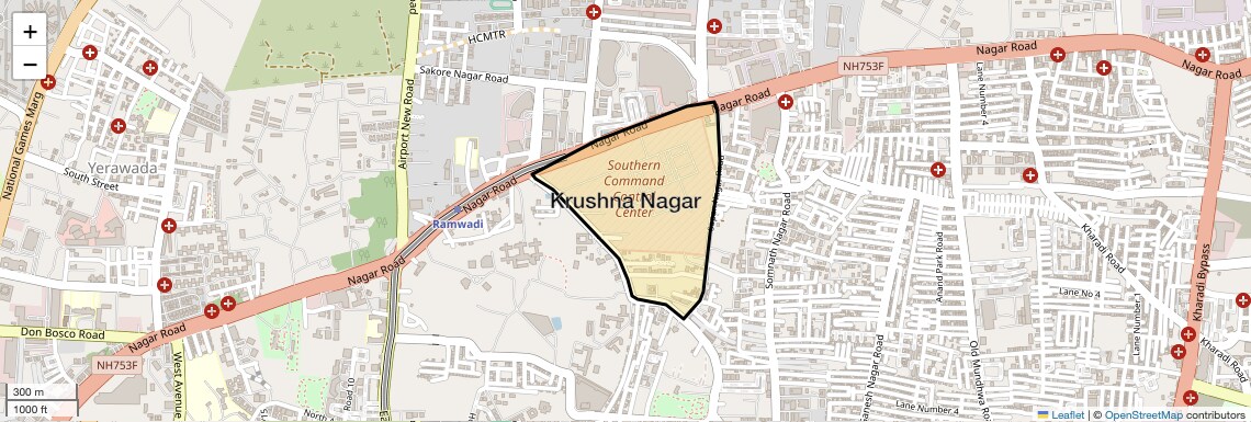 Location Map of Krushna Nagar, Pune