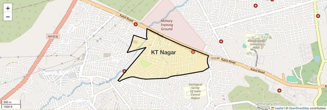 Location Map of KT Nagar, Nagpur