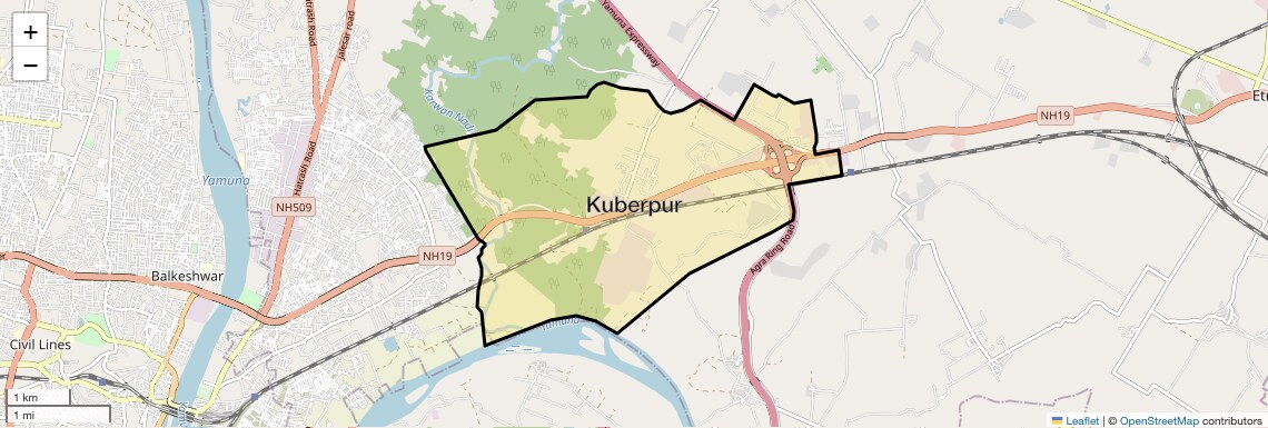 Location Map of Kuberpur, Agra