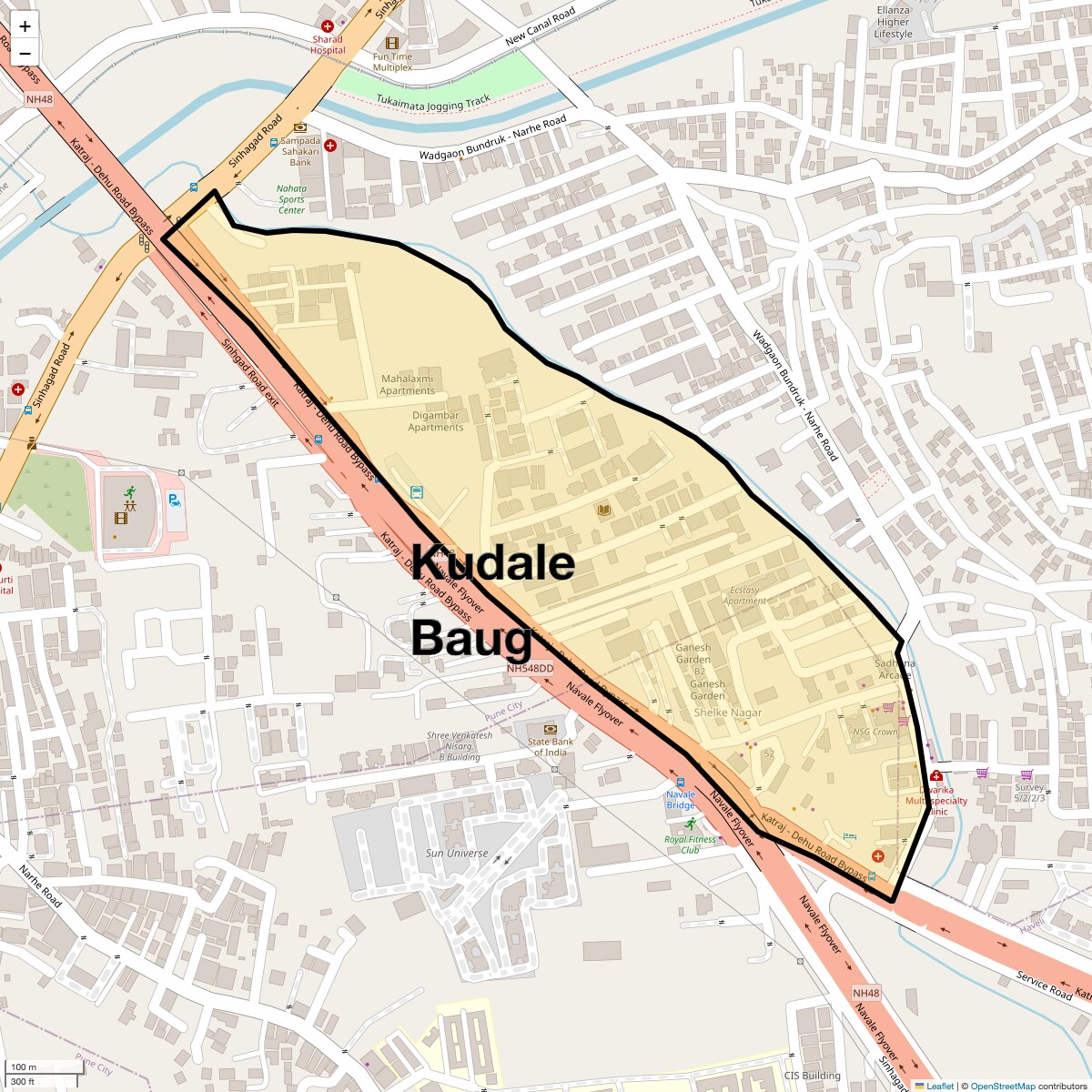Location Map of Kudale Baug, Pune