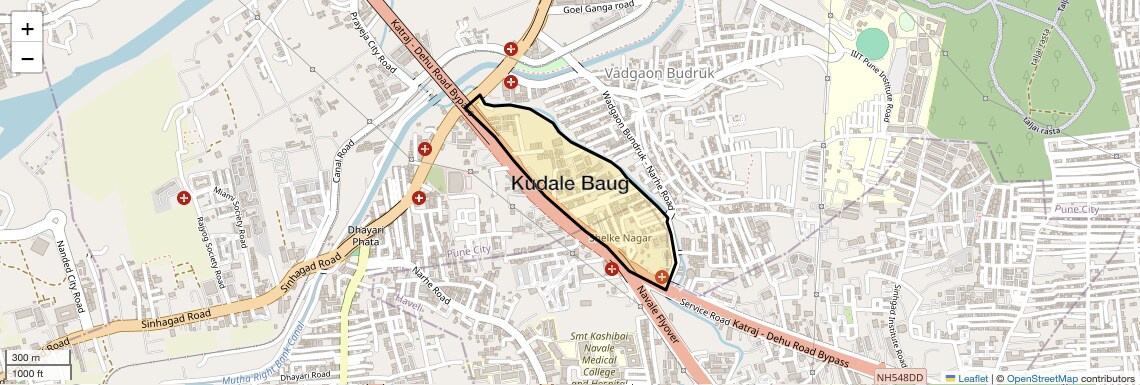 Location Map of Kudale Baug, Pune