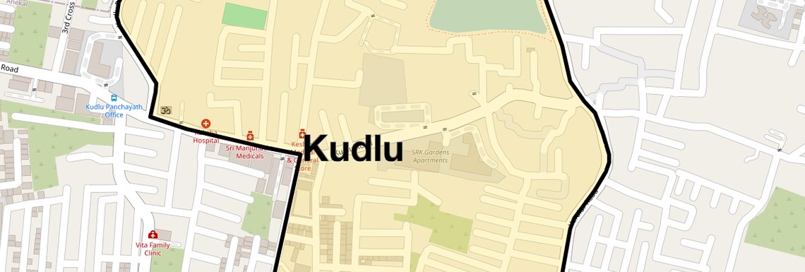 Location Map of Kudlu, Bangalore