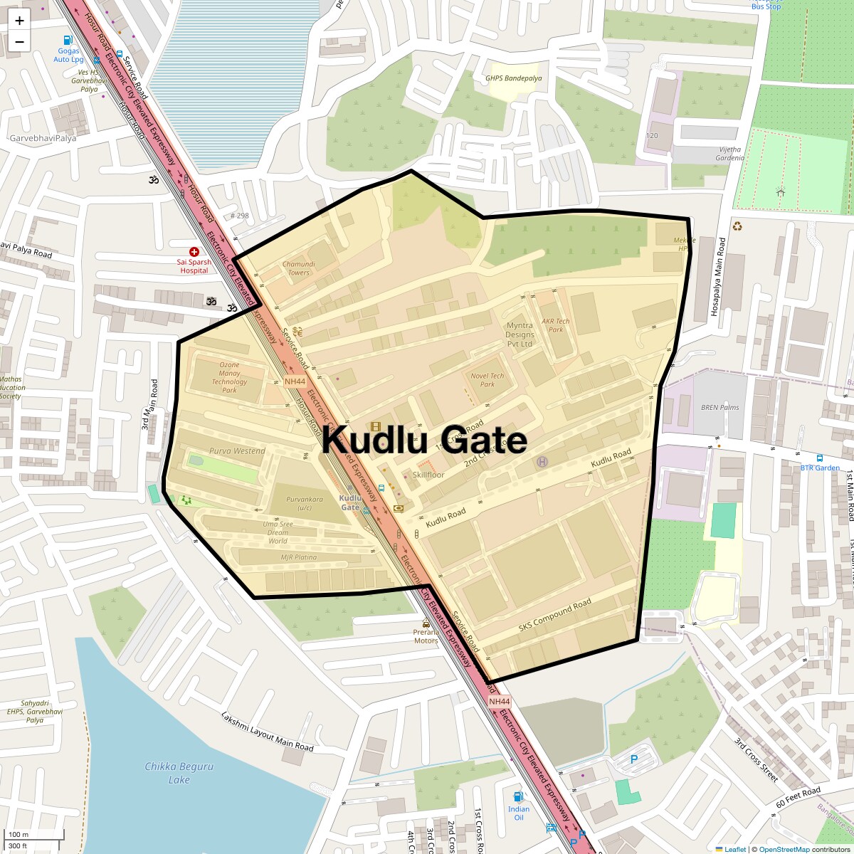 Location Map of Kudlu Gate, Bangalore