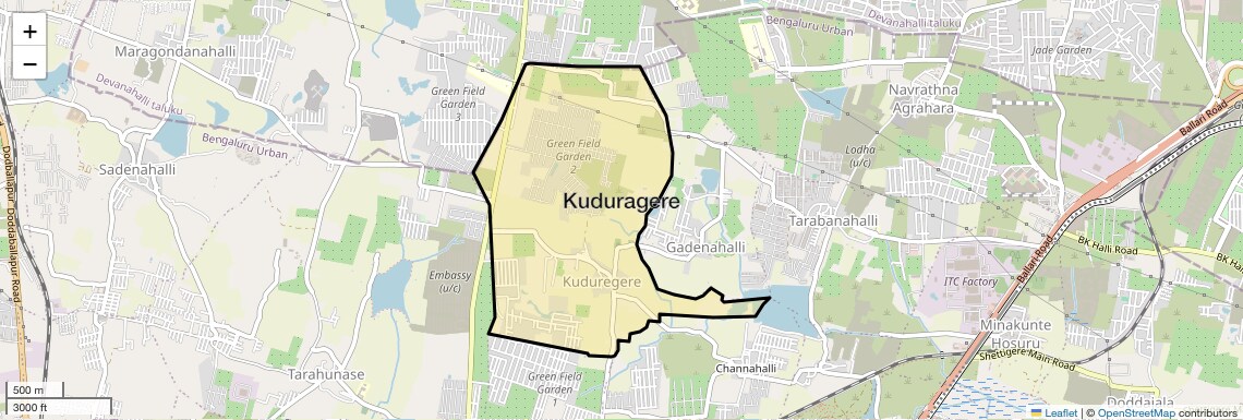 Location Map of Kuduragere, Bangalore