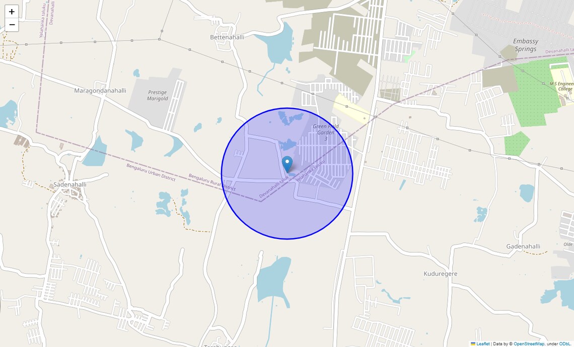 Location Map of Kuduragere, Bangalore