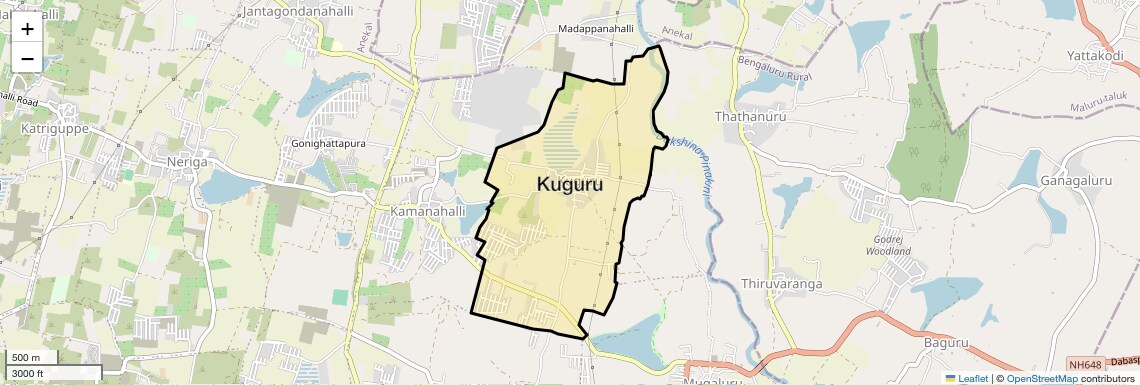 Location Map of Kuguru, Bangalore