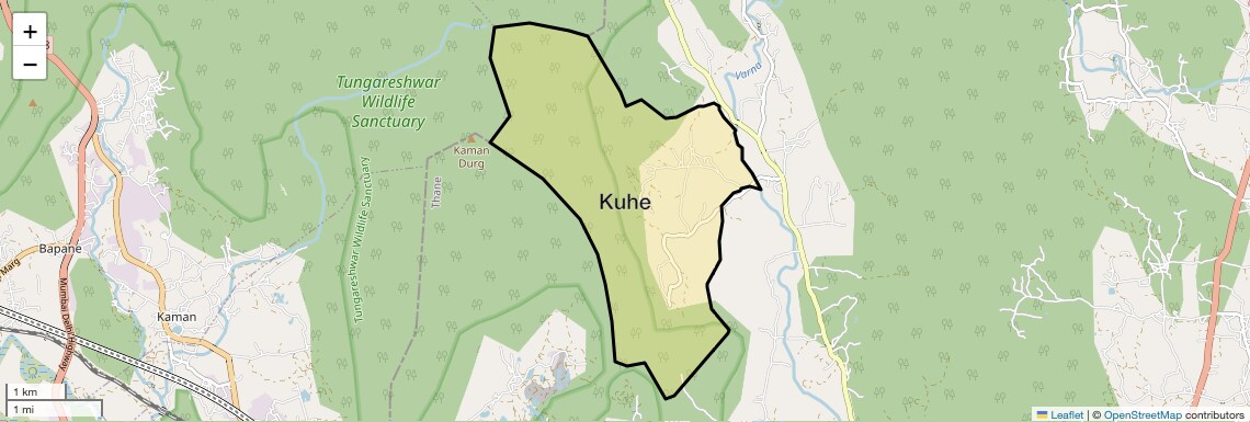 Location Map of Kuhe, Thane