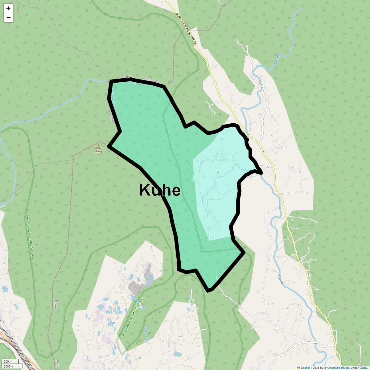 Location Map of Kuhe, Thane