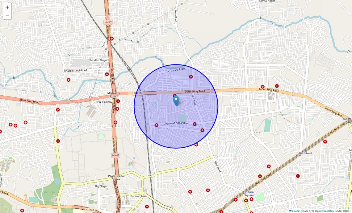 Location Map of Kukreja Nagar, Nagpur