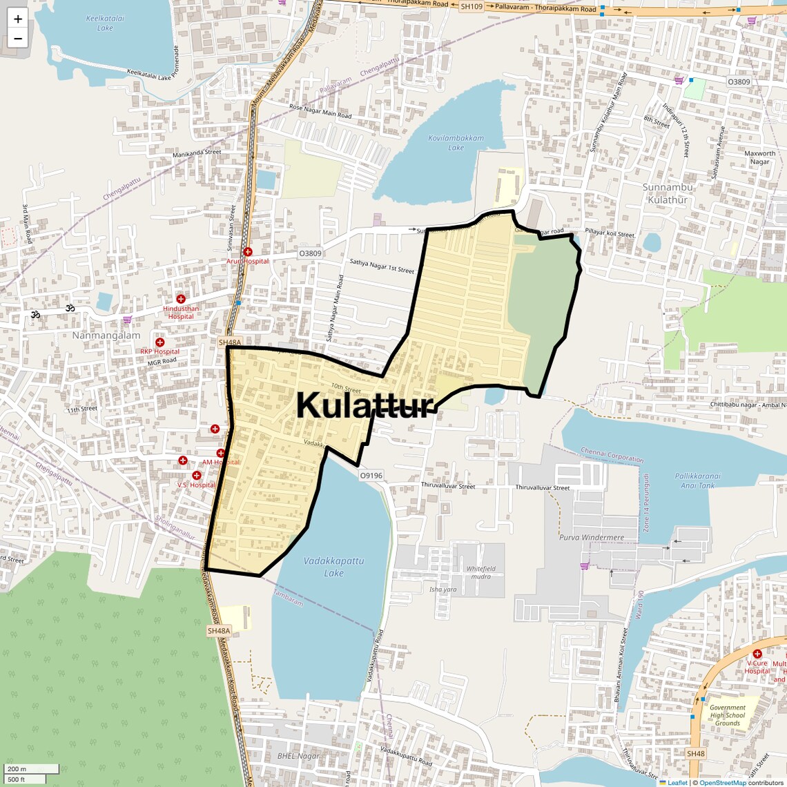 Location Map of Kulattur, Chennai