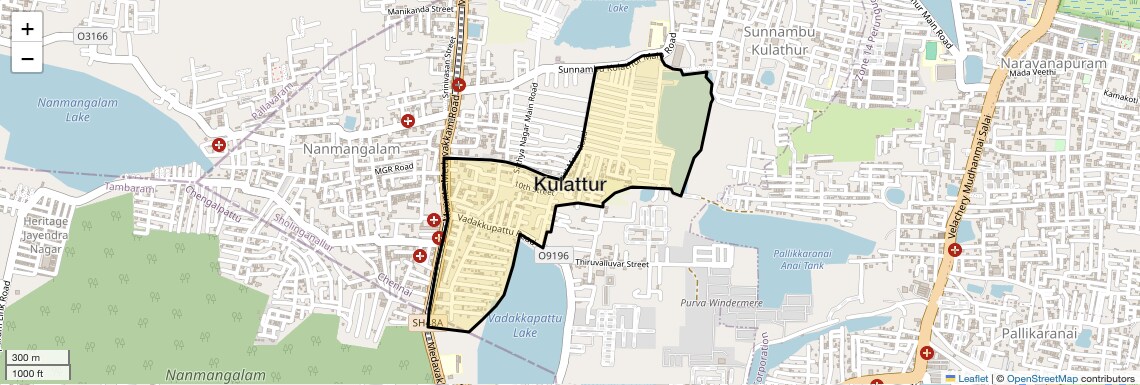 Location Map of Kulattur, Chennai