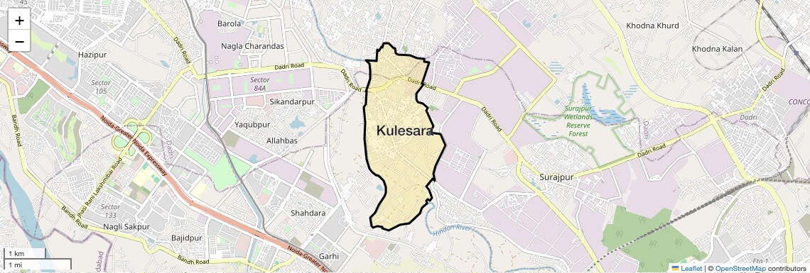 Location Map of Kulesara, Greater Noida