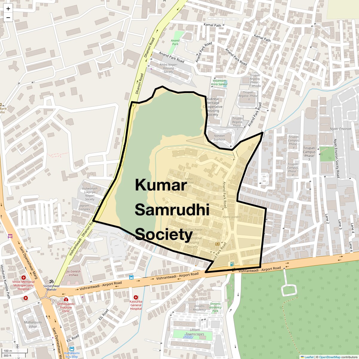 Location Map of Kumar Samrudhi Society, Pune