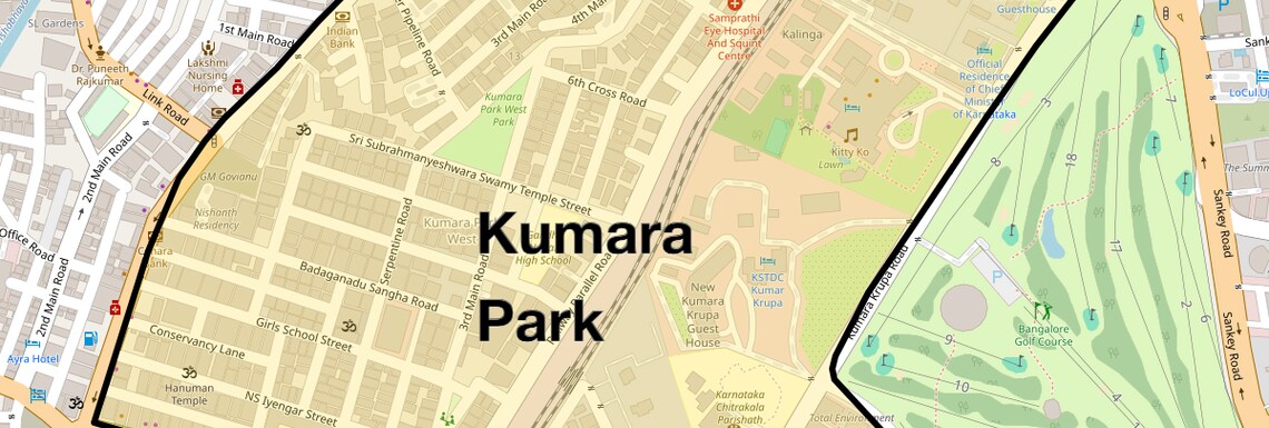 Location Map of Kumara Park, Bangalore