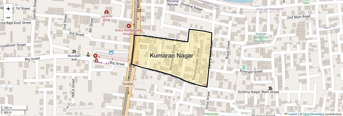 Location Map of Kumaran Nagar, Chennai