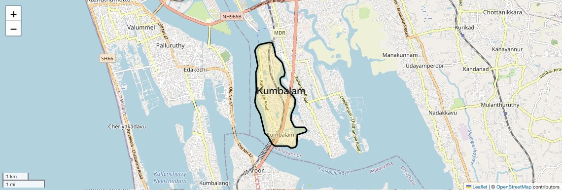 Location Map of Kumbalam, Kochi