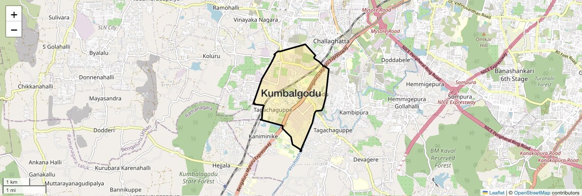 Location Map of Kumbalgodu, Bangalore