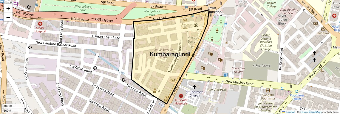 Location Map of Kumbaragundi, Bangalore