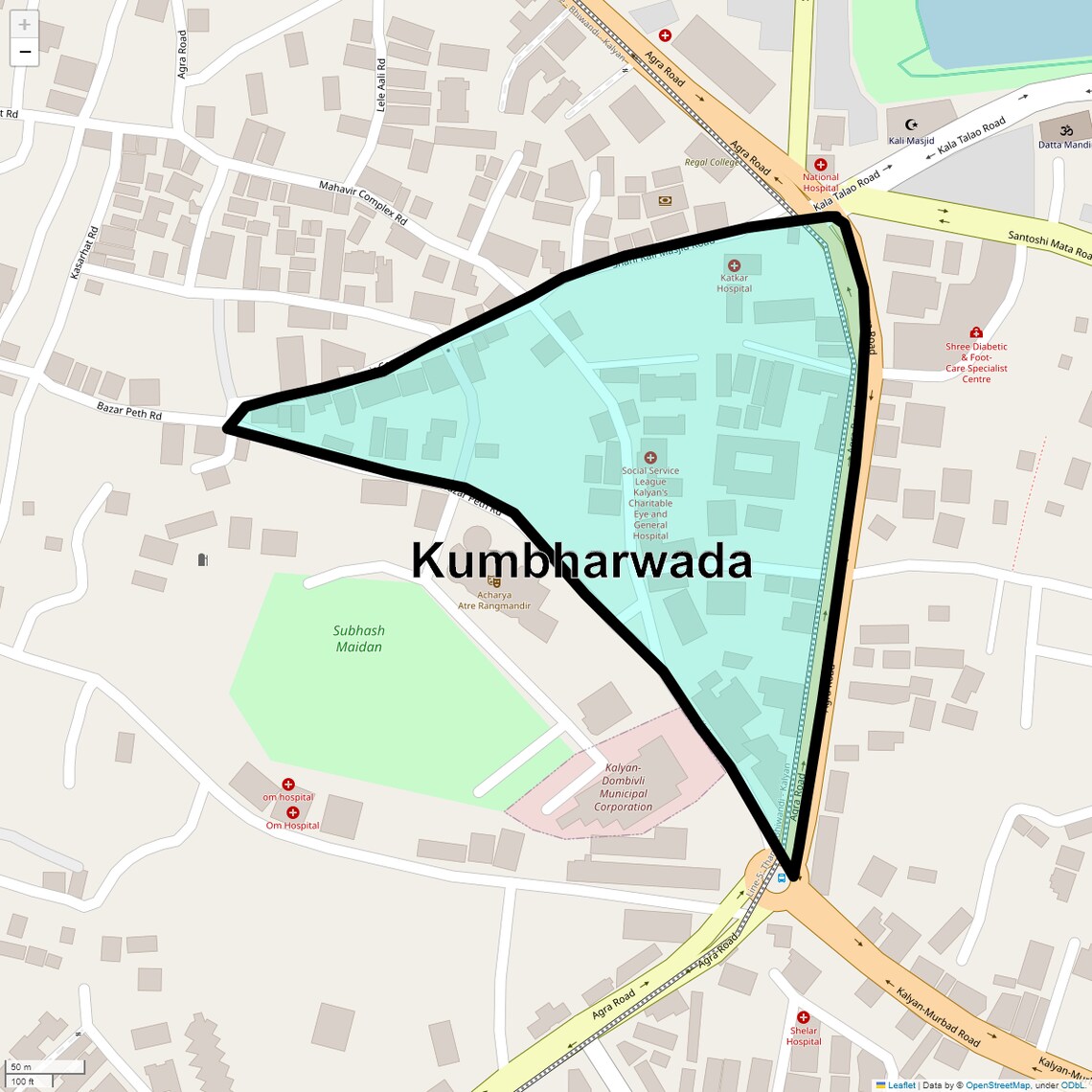 Location Map of Kumbharwada, Thane