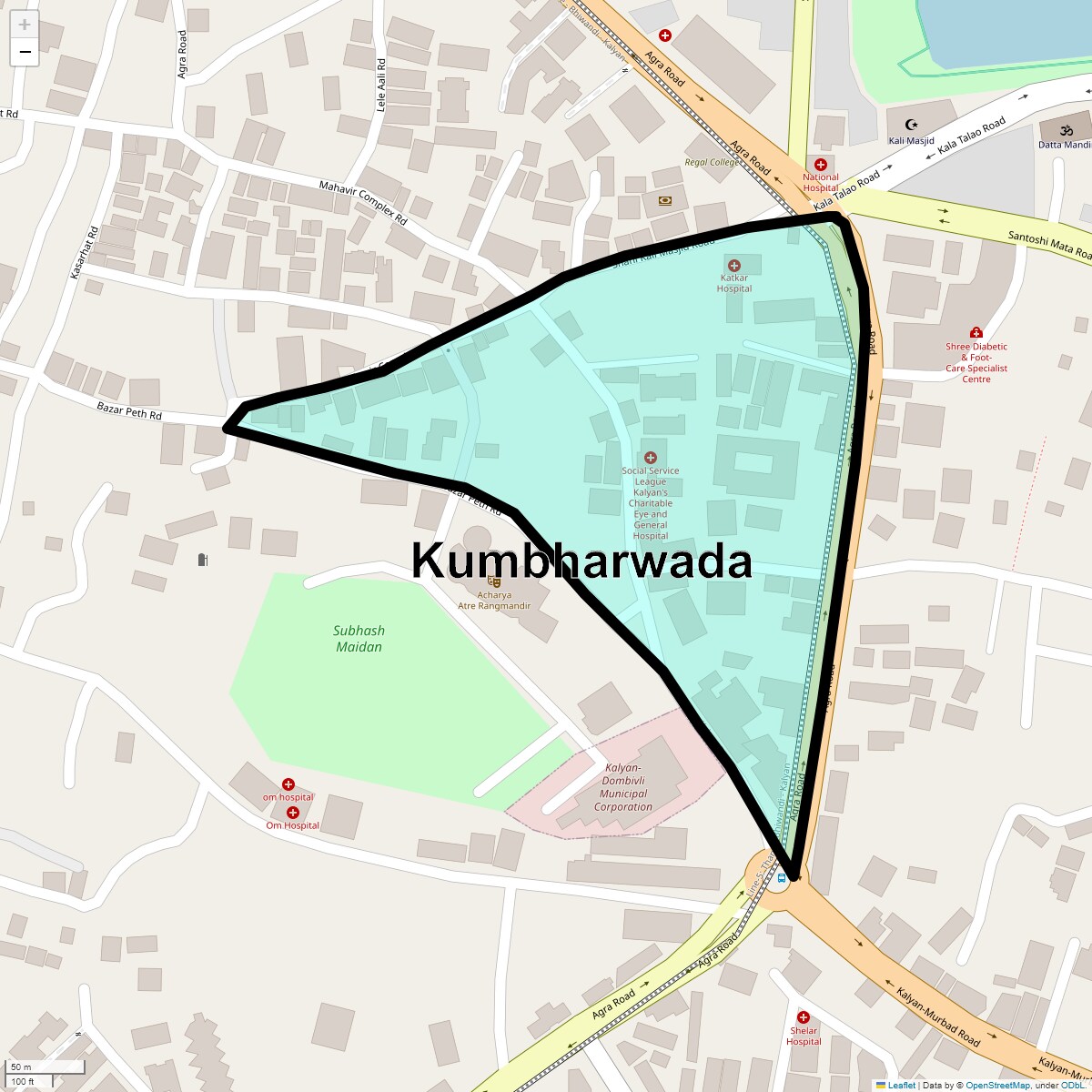 Location Map of Kumbharwada, Thane