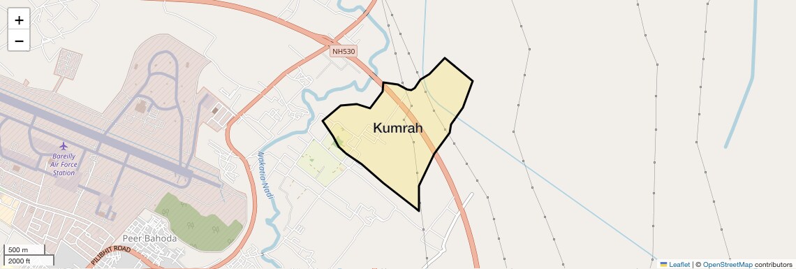 Location Map of Kumrah, Bareilly