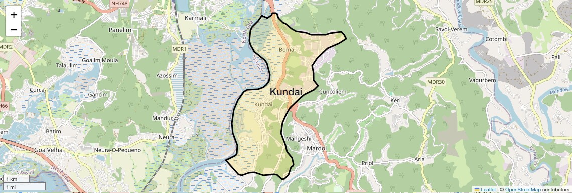 Location Map of Kundai, Goa