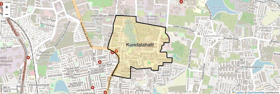 Location Map of Kundalahalli, Bangalore