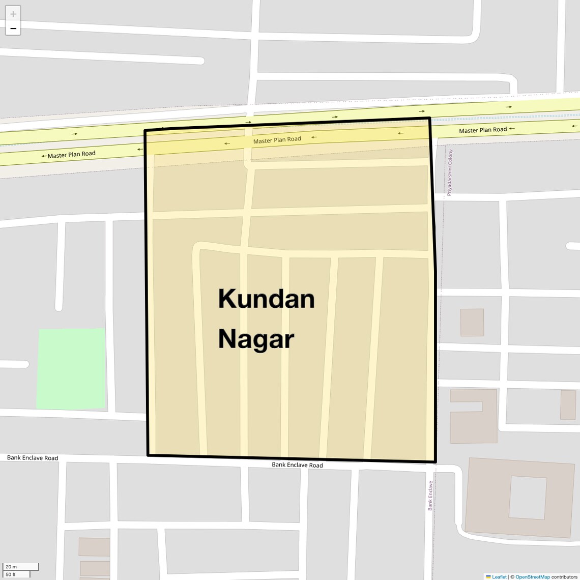 Location Map of Kundan Nagar, Delhi