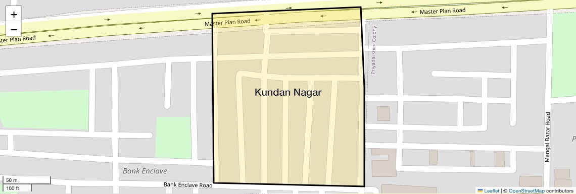 Location Map of Kundan Nagar, Delhi