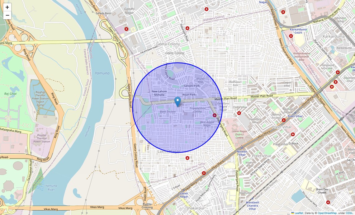 Location Map of Kundan Nagar, Delhi