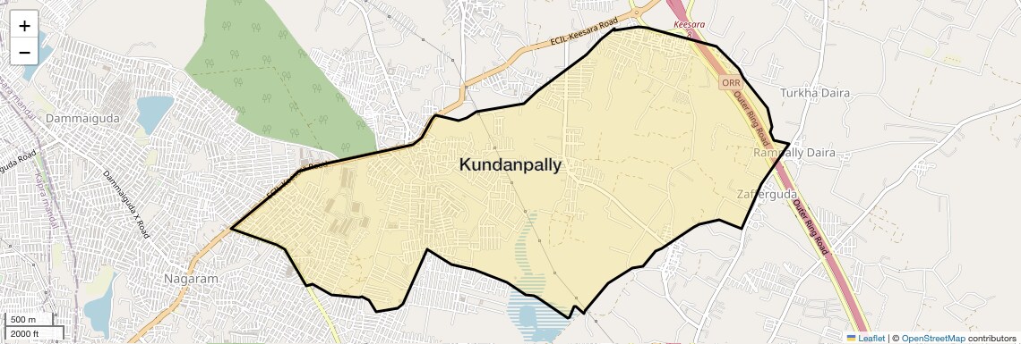 Location Map of Kundanpally, Hyderabad