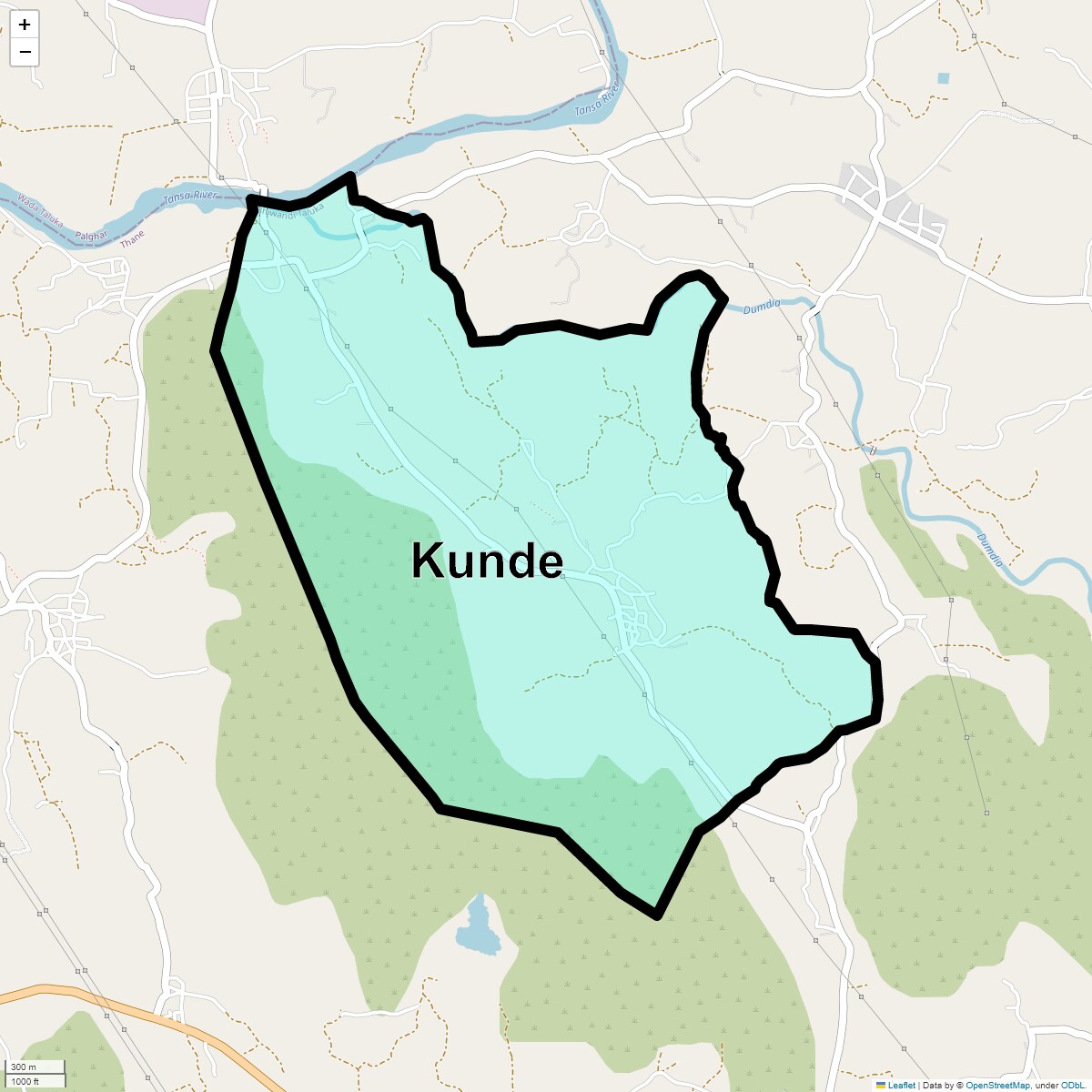 Location Map of Kunde, Thane