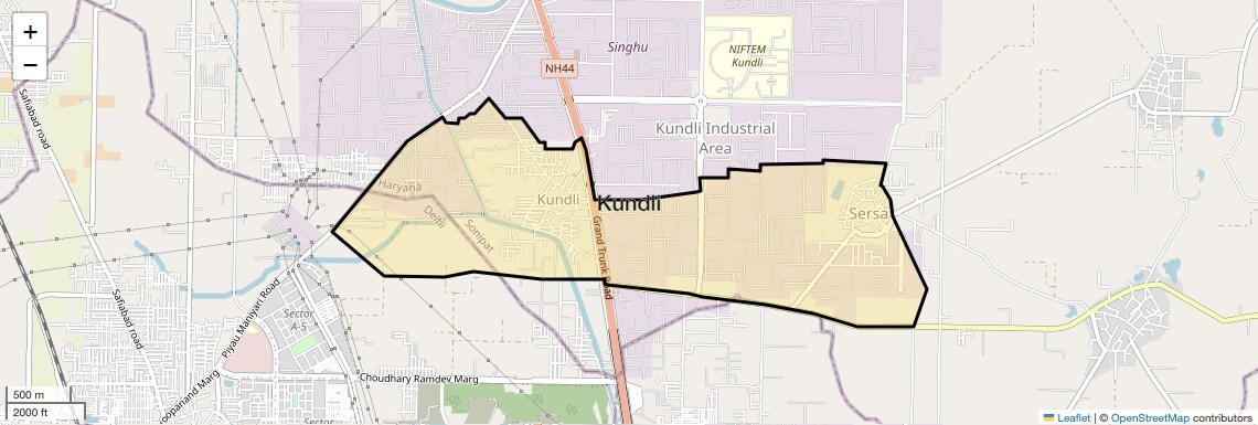 Location Map of Kundli, Sonipat