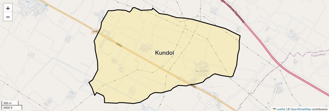 Location Map of Kundol, Agra