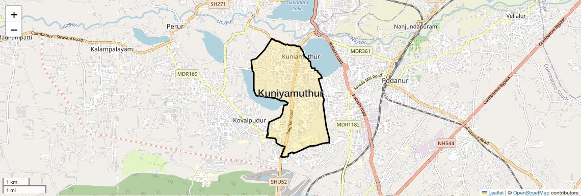 Location Map of Kuniyamuthur, Coimbatore