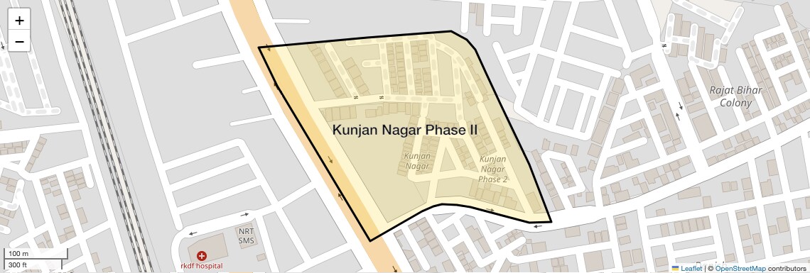 Location Map of Kunjan Nagar Phase II, Bhopal
