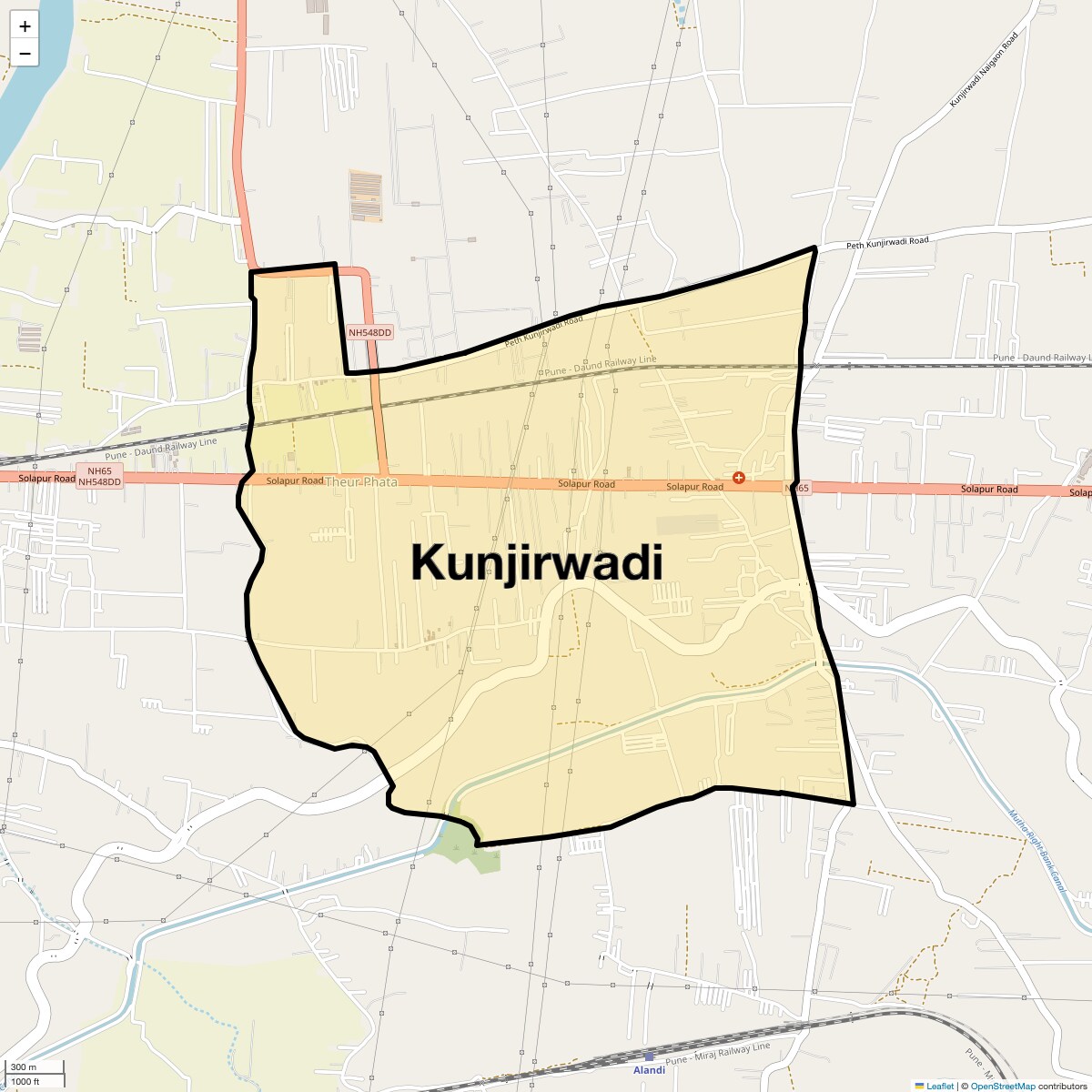 Location Map of Kunjirwadi, Pune