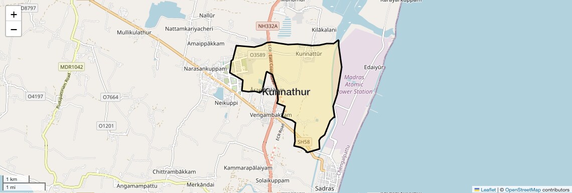 Location Map of Kunnathur, Chennai