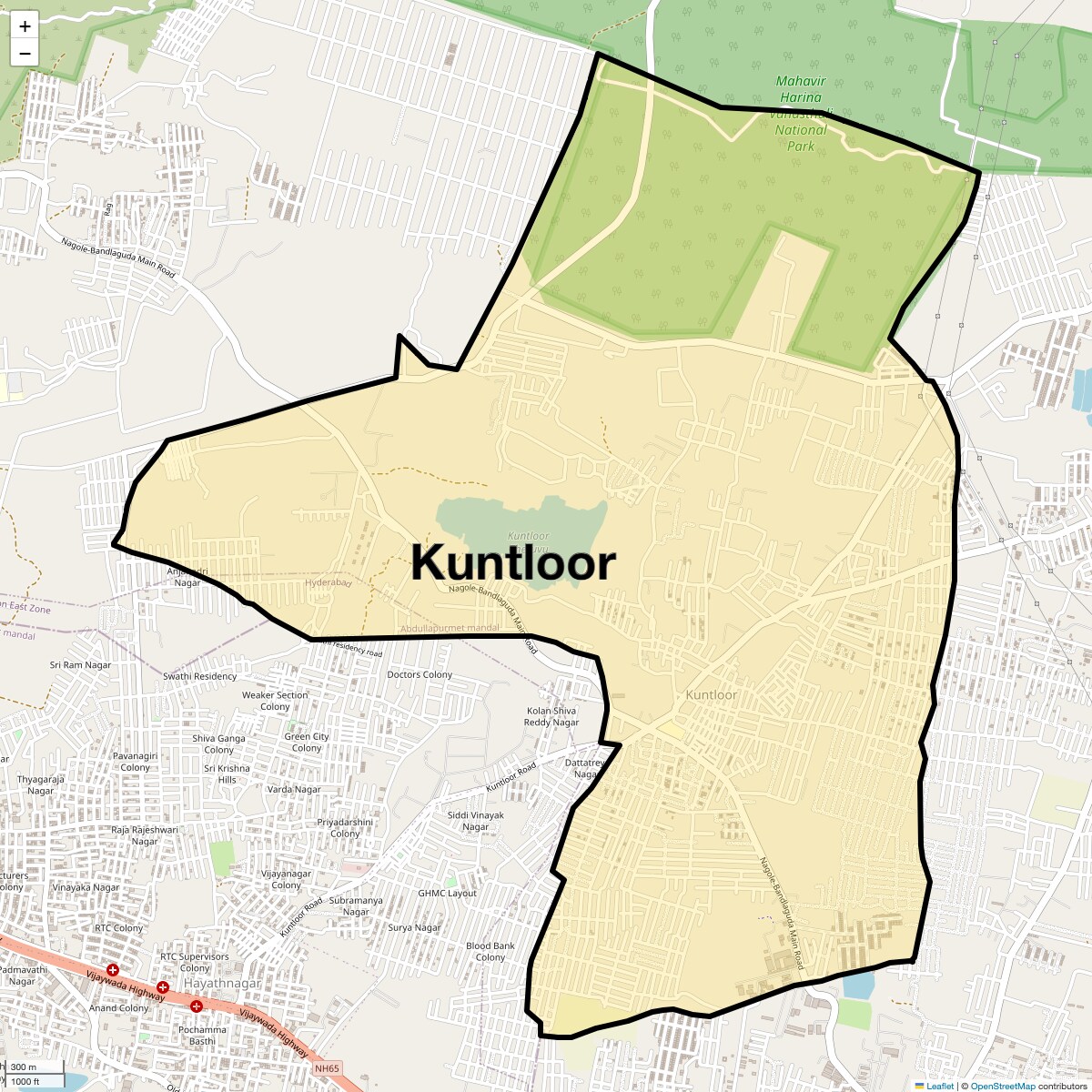 Location Map of Kuntloor, Hyderabad