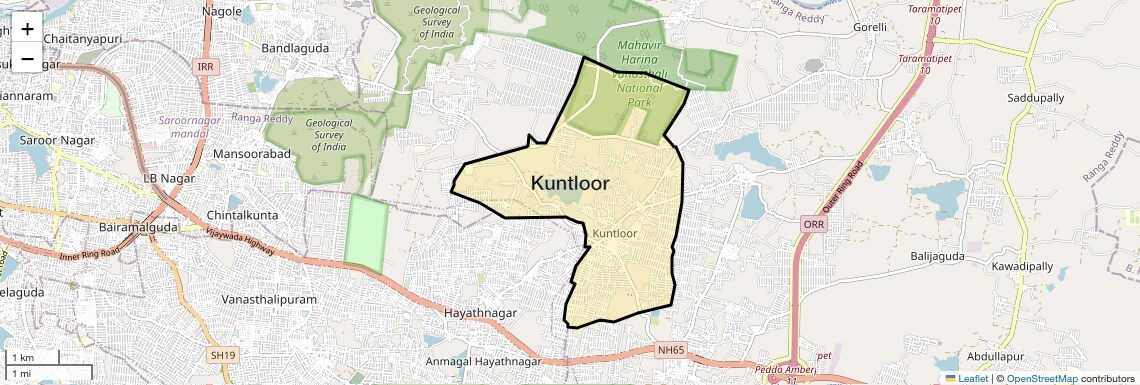 Location Map of Kuntloor, Hyderabad