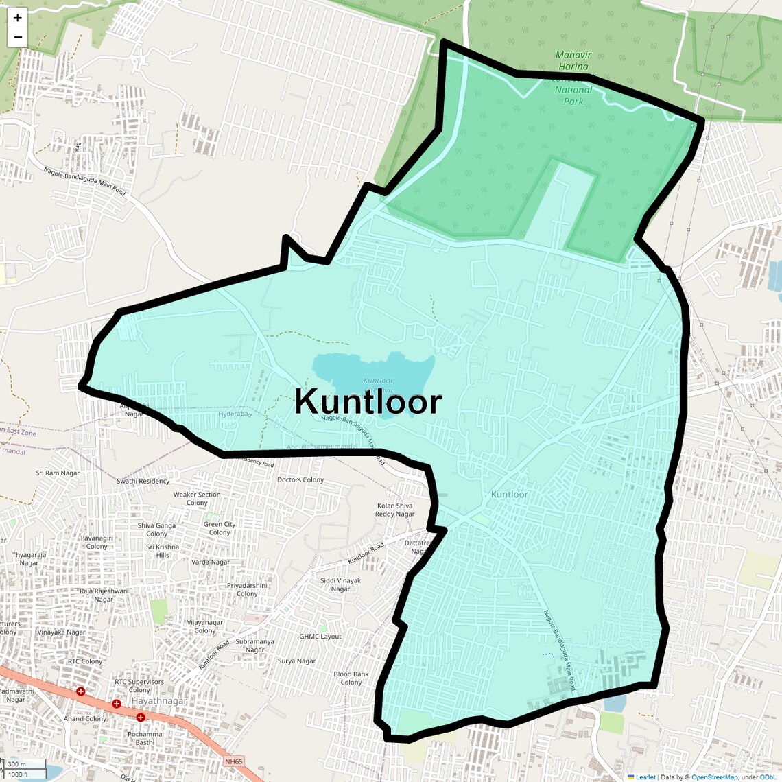 Location Map of Kuntloor, Hyderabad