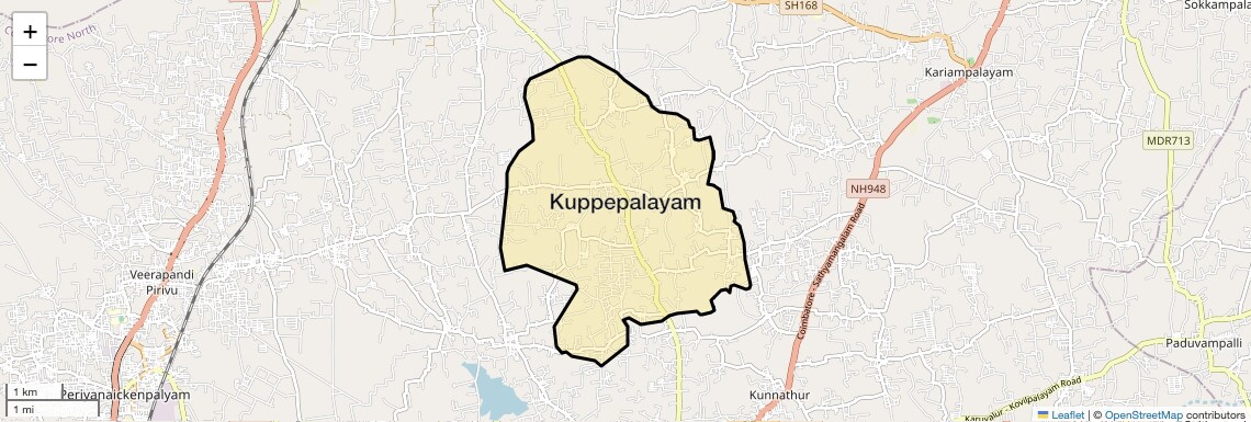 Location Map of Kuppepalayam, Coimbatore