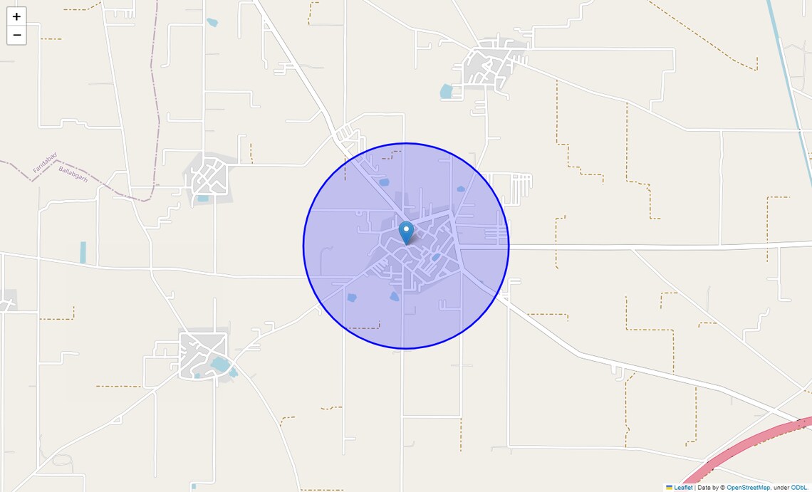 Location Map of Kurali, Faridabad