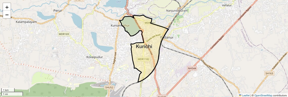 Location Map of Kurichi, Coimbatore