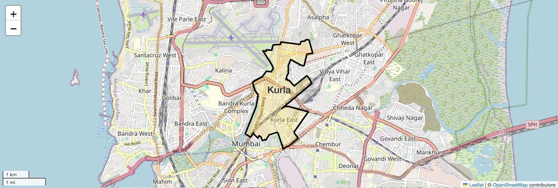 Location Map of Kurla, Mumbai