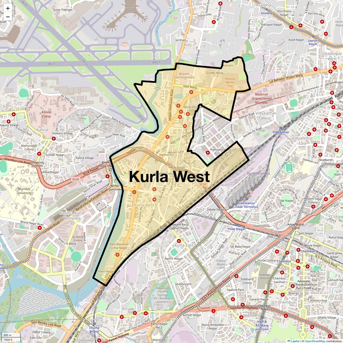 Location Map of Kurla West, Mumbai