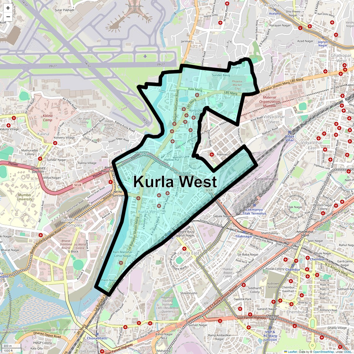 Location Map of Kurla West, Mumbai