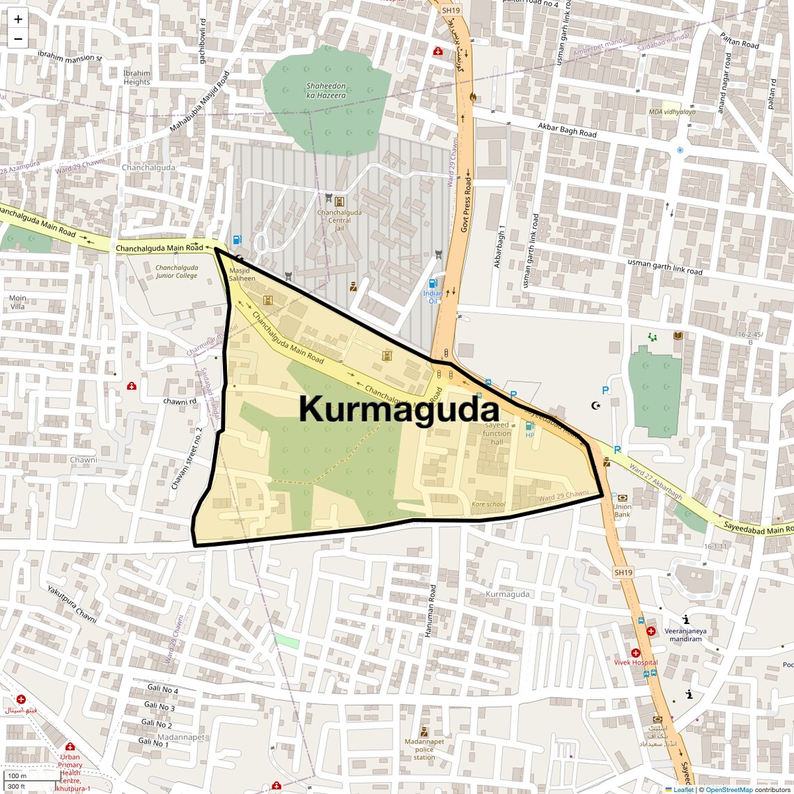 Location Map of Kurmaguda, Hyderabad