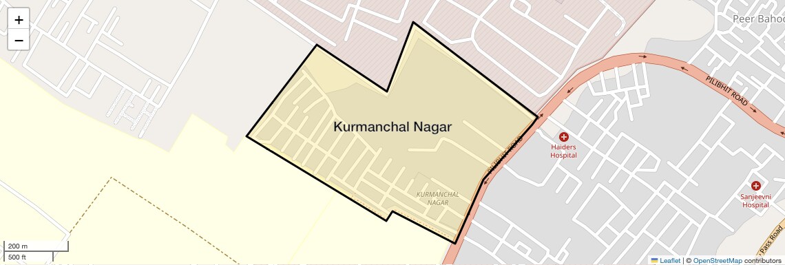 Location Map of Kurmanchal Nagar, Bareilly
