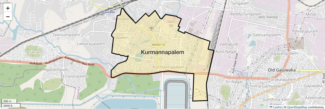 Location Map of Kurmannapalem, Vizag